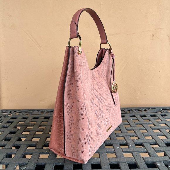 Michael Kors Joan Large Slouchy Hobo Shoulder Bag Sunset Rose Pink - Picture 3 of 10